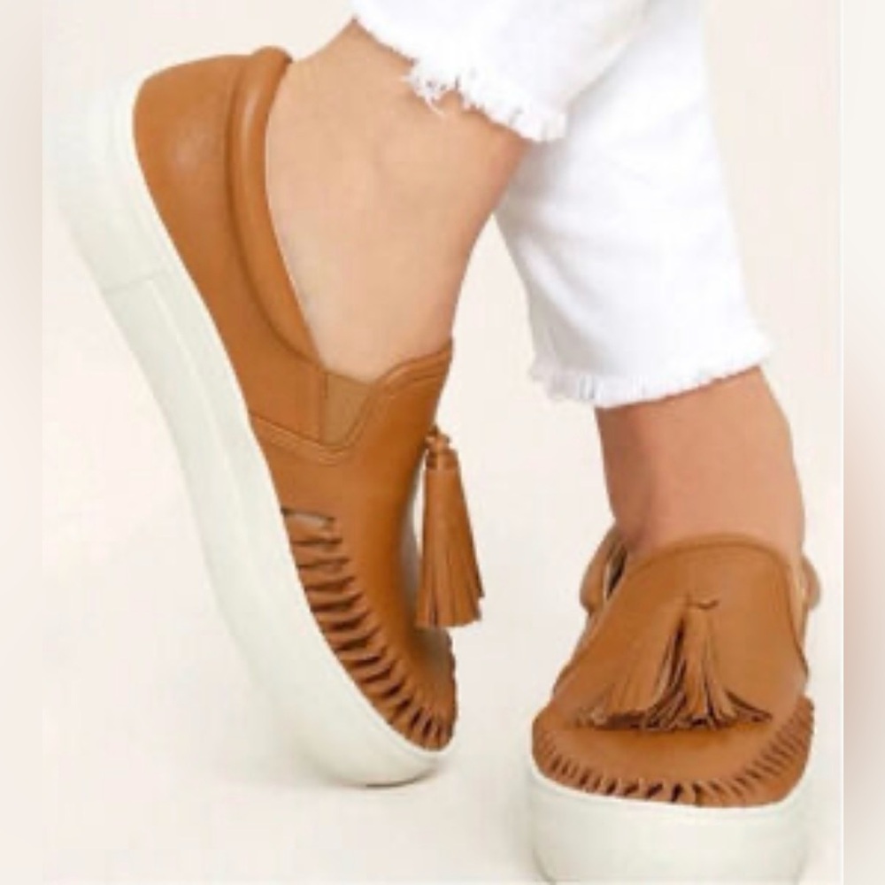 J Slides Aztec Camel Tassel Slip-On Loafers